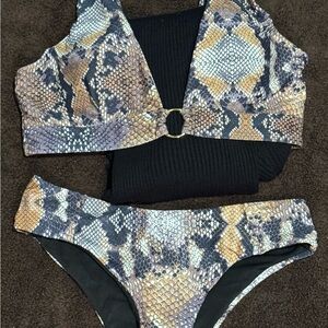 Snakeskin Print Bikini Set